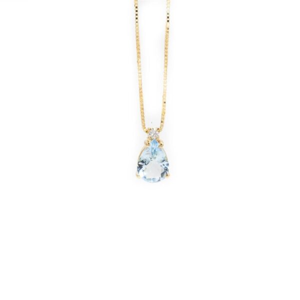 10368 910010368024 MCLP37.02 collana acquamarina goccia 7x5 con diamantino oro giallo