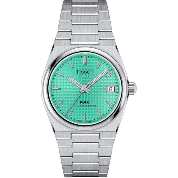 10373 910010373024 T1372071109101 TISSOT PRX 35MM POWERMATIC 80 VERDE CHIARO