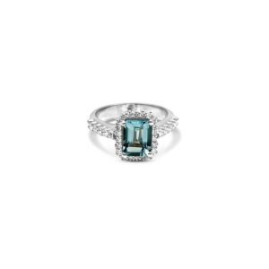 10712 910010712024 MANA24.02 royal ring acquamarina 7x5 con diamanti sul gambo