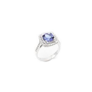 10865 910010865024 MTZN05.01 anello tanzanite taglio cuscino quadrato e diamanti