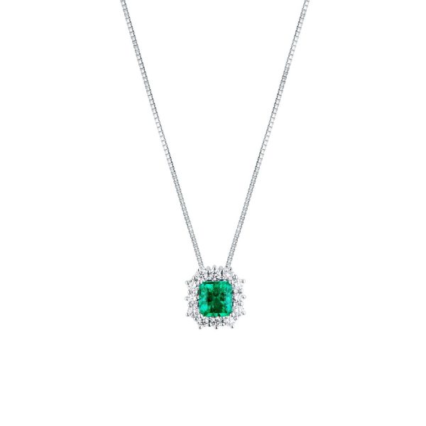 12314 99378097 Z740/SE collana smeraldo ottagonale e diamanti