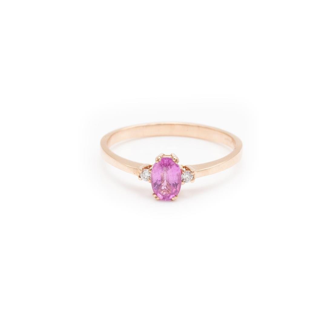 12486 910012486025 MANZ23.01 anello zaffiro rosa 6x4 con diamanti laterali