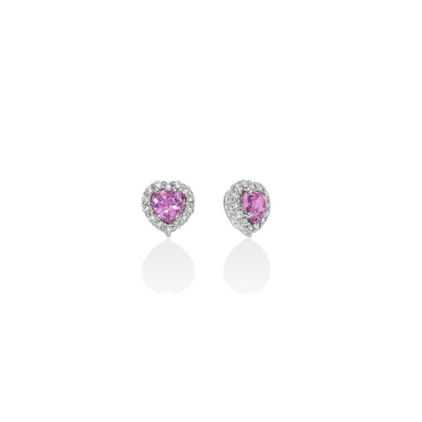7862 378518 ERD2637 ORECCHINI CUORE ZAFFIRO ROSA E DIAMANTI MILUNA