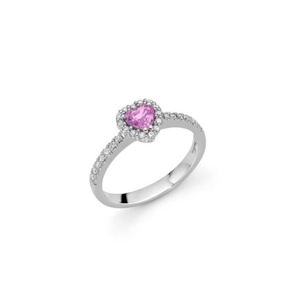 7863 378555 LID3549 ANELLO CUORE ZAFFIRO ROSA E DIAMANTI MILUNA