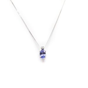 7873 910007873023 MCLP27.01 collana tanzanite ovale 6x4 con diamante