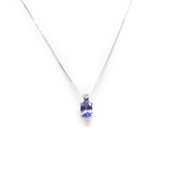7873 910007873023 MCLP27.01 collana tanzanite ovale 6x4 con diamante